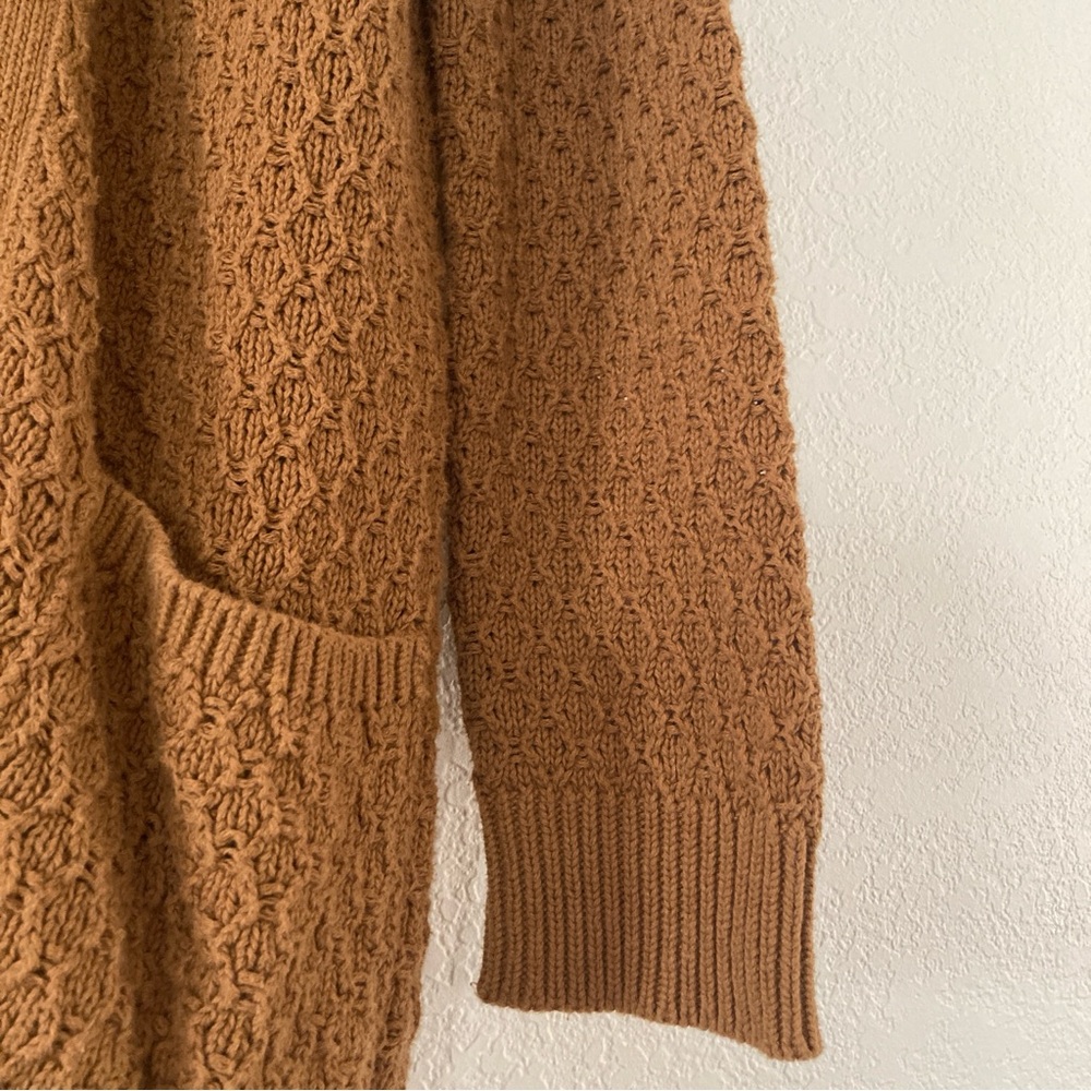 Pact Organic Cotton Lattice Knit Oversized Open Cardigan Camel/Tan Earthy XS/S - Picture 4 of 10